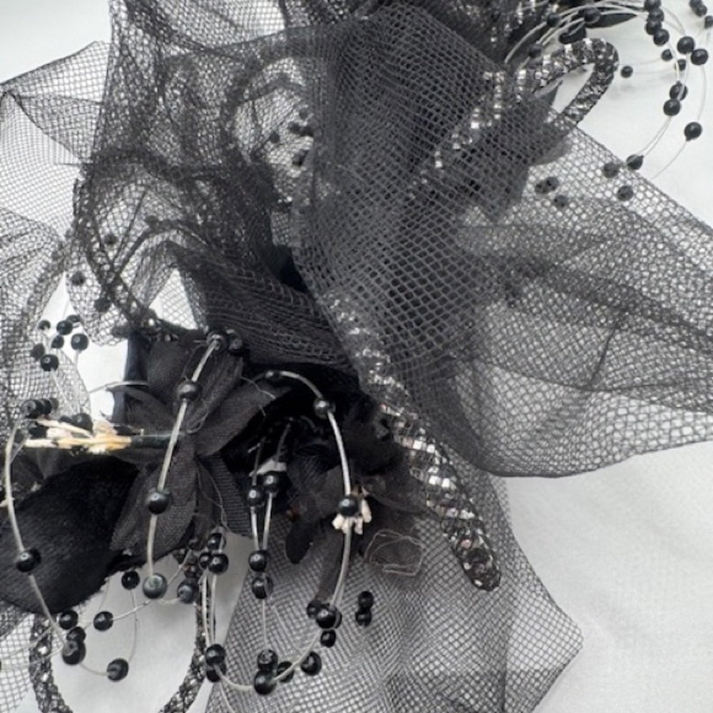 Elegant Black Mesh Hair Fascinator Accessory - Picture 7 of 9